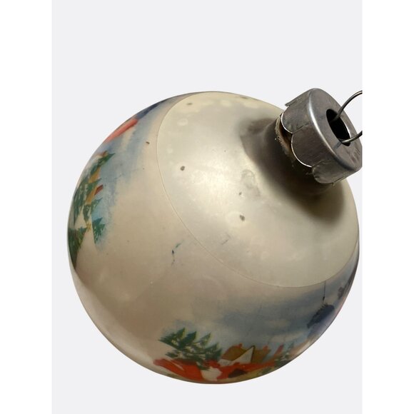 Vintage Corning Glass Works Christmas Ornaments Set Of 6 With  Winter Scenes - Picture 6 of 12